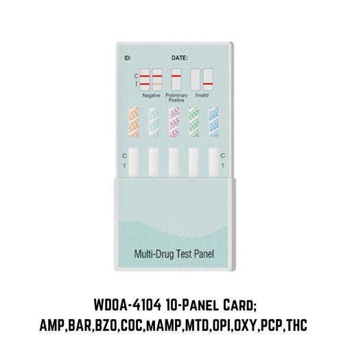 Picture of 10-Panel Rapid Drug Test Card; WDOA-4104 (25/Box)