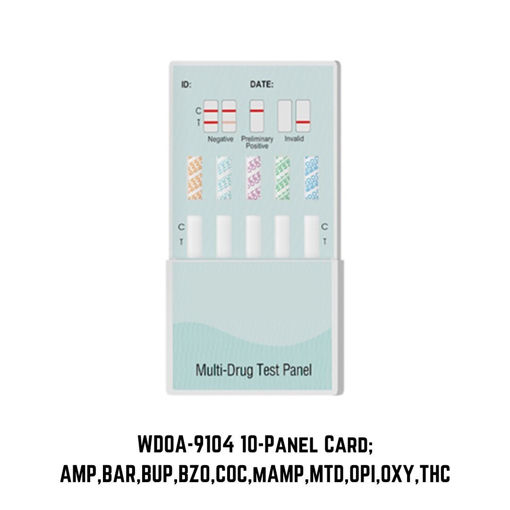 Picture of 10-Panel Rapid Drug Test Card; WDOA-9104 (25/Box)